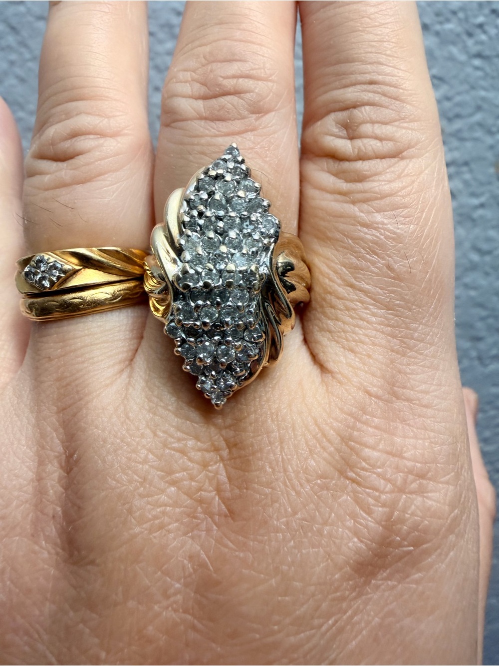 10k Yellow Gold Diamond Cocktail Ring